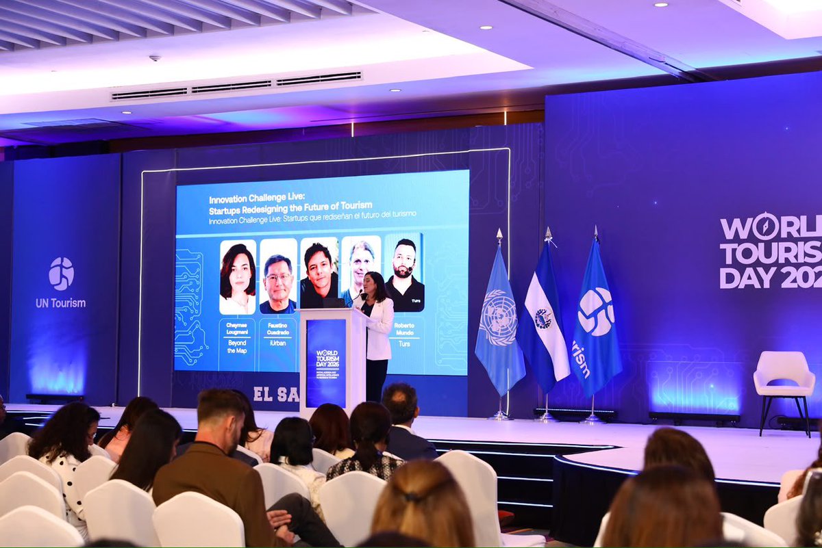 MariaLuisaHayem's tweet photo. En el Innovation Challenge Live de ONU Turismo @UNWTO, en el Día Mundial del Turismo,  cinco startups de Marruecos, España, Colombia, Brasil y El Salvador nos mostraron cómo la inteligencia artificial puede rediseñar la forma de viajar.🚀 https://t.co/0k977uU0qZ