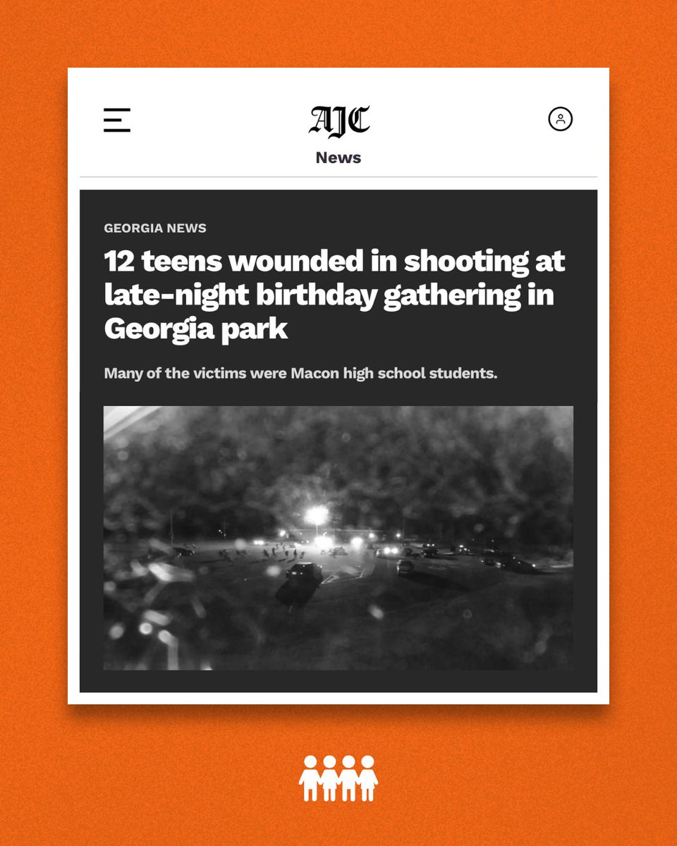 AMarch4OurLives's tweet photo. This weekend in Macon, Georgia, twelve teenagers were shot at a birthday party in Carolyn Crayton Park. Five of them are just 17. Two are in critical condition.

What should have been a night celebrating a friend became a scene of gunfire and fear. Students from two local high schools are now carrying memories no young person should ever have to carry.

Gun violence has become an everyday feature of growing up in America, from classrooms to parks to birthday parties, because our so-called leaders refuse to act. This is not inevitable. It's the result of political choices, and we will not accept it as normal.
