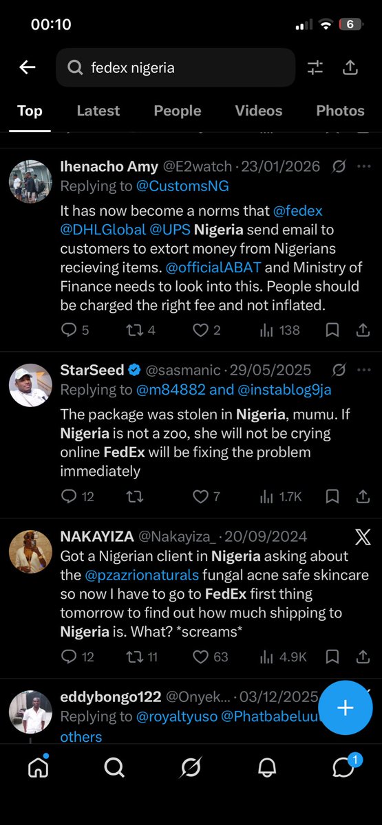 duchay23's tweet photo. I have  even gone down the rabbit hole of other Nigerians having similar experiences online, including discussions on Nairaland and social media, and I have found many complaints about people's experiences with FedExNG, Customs and NDLEA. There are also allegations from some people that customs valuations and charges can be inflated or excessive. I cannot personally say that those allegations are true, but after what has happened with my packages, I can understand why people are frustrated.
