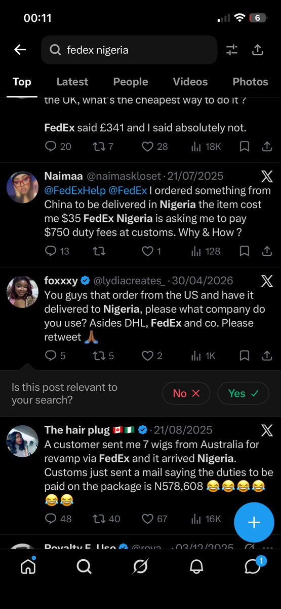 duchay23's tweet photo. I have  even gone down the rabbit hole of other Nigerians having similar experiences online, including discussions on Nairaland and social media, and I have found many complaints about people's experiences with FedExNG, Customs and NDLEA. There are also allegations from some people that customs valuations and charges can be inflated or excessive. I cannot personally say that those allegations are true, but after what has happened with my packages, I can understand why people are frustrated.