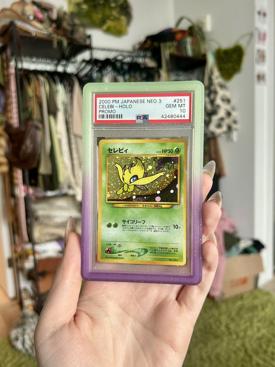 CelebiCollects's tweet photo. 2000 PM Japanese Neo 3 Celebi-Holo Promo in a PSA 10 (POP 395) https://t.co/f40sead9u1