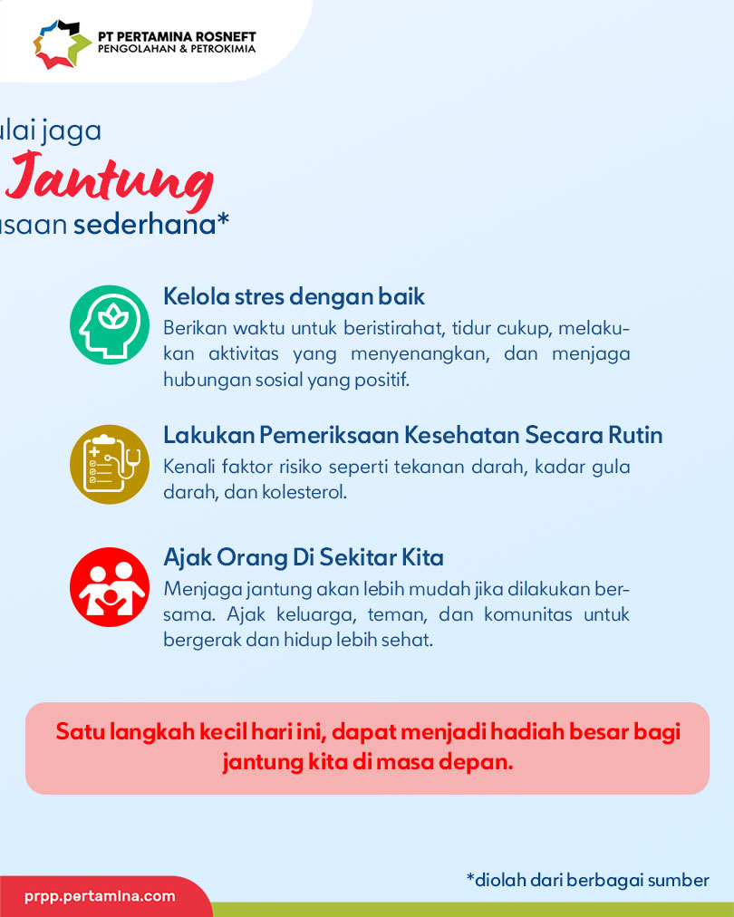 pt_prpp's tweet photo. Mari jadikan Hari Jantung Sedunia sebagai pengingat kita untuk lebih peduli pada kesehatan jantung, bukan hanya hari ini, namun setiap saat✨ 

#PertaminaRosneft #PTPRPP #Pertamina #Rosneft #Petrokimia #Indonesia #KilangTuban #GRRTuban #8thPRPP https://t.co/Uupba7C2on