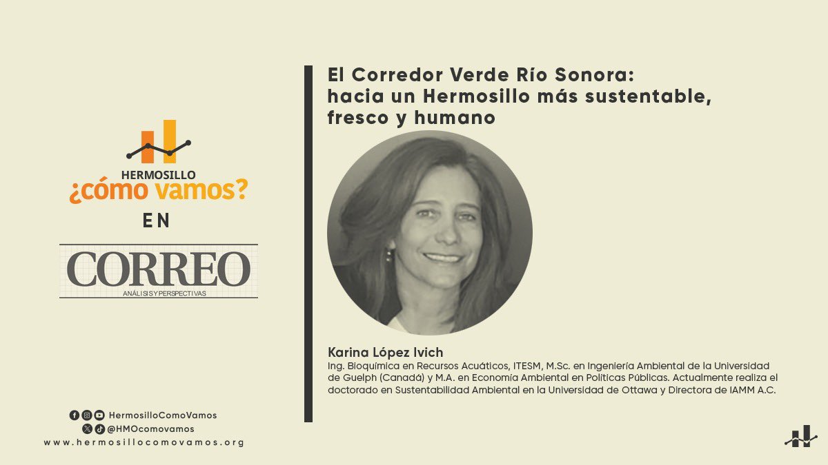 hmocomovamos's tweet photo. 🌳 ¿Y si el río Sonora se convirtiera en un gran corredor verde?
@KarinaLIvich escribe en @RevistaCorreo “El Corredor Verde Río Sonora: hacia un Hermosillo más sustentable, fresco y humano”, un texto que explora esta visión.
Lee 👇
https://t.co/5j4gPncjsk
#RedHCV https://t.co/aB5xT34XGs