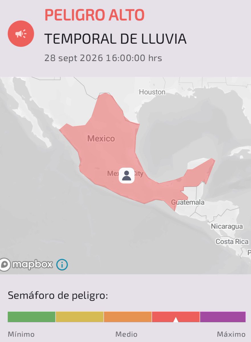 SasslaClimaMx's tweet photo. #AVISO ⚠️ | Se ha emitido un Aviso Especial por Temporal de Lluvias en el "Semáforo de Alerta de Clima" de la app #SASSLA. ⛈️

⛑️ ¿QUÉ SE ESPERA? (29 sep - 5 oct)
Probable #FrenteFrío, humedad de #Rachel, ondas tropicales e inestabilidad aumentarán las lluvias en México.

1/2 https://t.co/UsrTRp1TYj