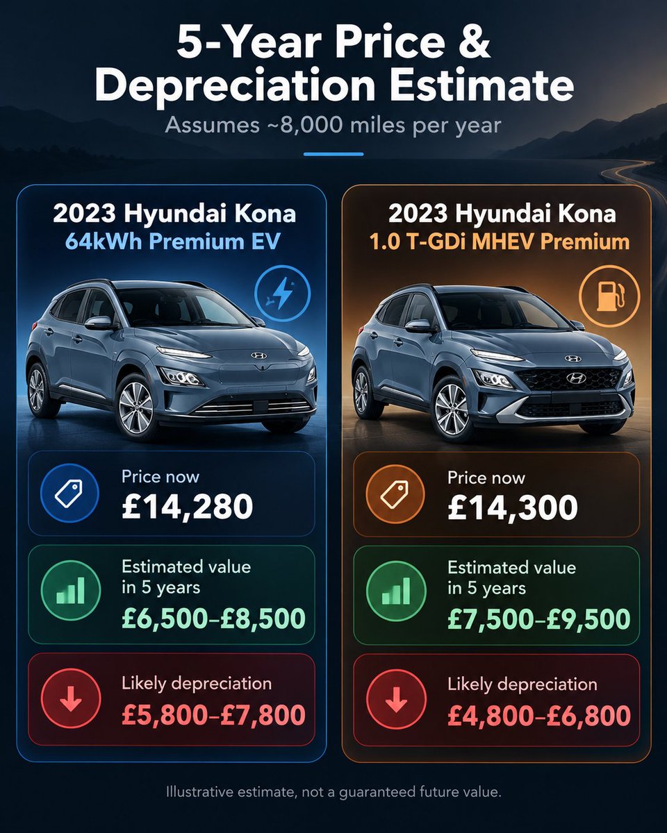 pickeringecig's tweet photo. @LewisStanding1 I was comparing my car, to owning a ev for 11years, if you pick the right car, it can actually go up in price, AI says that out of those 2 the EV will loose more value, but in that example the money saved on fuel would have been worth it https://t.co/ZOuOwnqmGy
