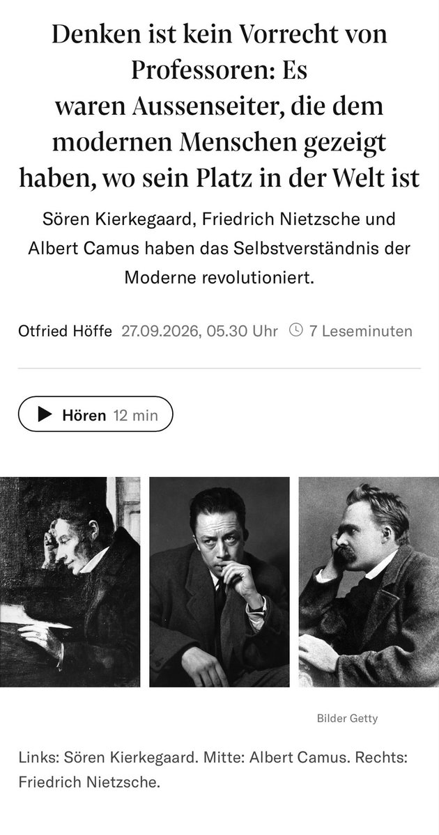 LuckyLu52078797's tweet photo. #N wie #Nietzsche #NZZ 
#Kierkegaard #Camus #FriedrichNietzsche #AlbertCamus #SørenKierkegaard #Moderne  #Außenseiter #Kritik #Dummheit #OtfriedHöffe #Tübingen #Philosophie #PolitischePhilosophie 
@NZZ @NZZaS @NZZde @NZZAusland https://t.co/h4y9lhUNQz