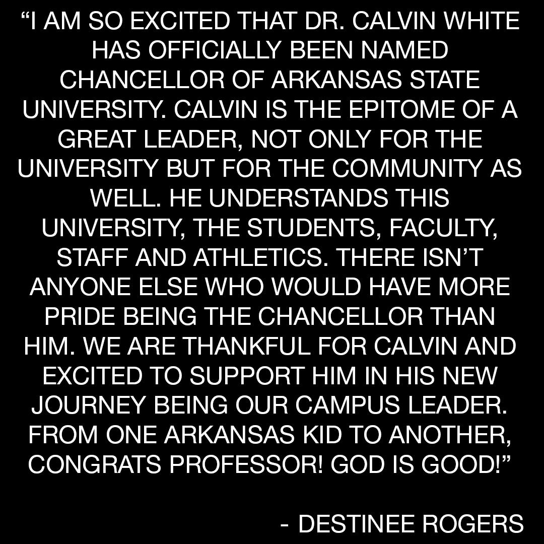 AStateRedWolves's tweet photo. THE LEADER OF OUR PACK

We've enjoyed working with Dr. Calvin White for a long time, and we can't wait to see where things go under his full-time leadership at A-State! #WolvesUp
