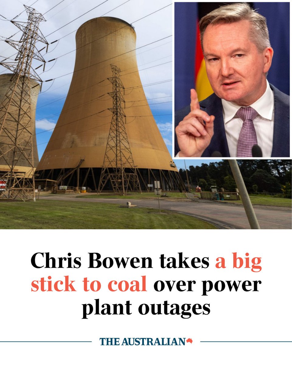 australian's tweet photo. Chris Bowen says there hasn’t been a day in the past four years a coal-fired power plant hasn’t broken down without notice, proving renewables are more reliable. Read the full story: https://t.co/oA454ig49s https://t.co/krUxpc3vss