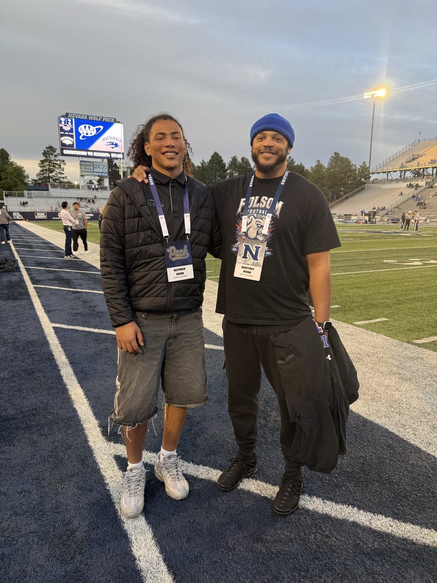 KeyNixon24's tweet photo. Thanks for the gameday invite @NevadaFootball @balexander134. Had a blast, good luck to your program on the rest of the season. https://t.co/wg14QNqGcF