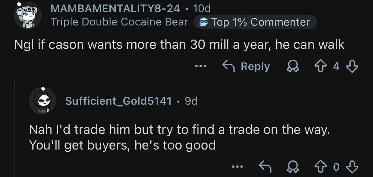 APH00PS's tweet photo. There’s always a dollar figure that’s too rich. OKC is pressed up against the second apron as is with Gilgeous-Alexander, Williams and Holmgren.

These are from OKC fans discussing Wallace after Keyonte George got his 5-year, $157.5 million extension. https://t.co/yCrun6Xrjm
