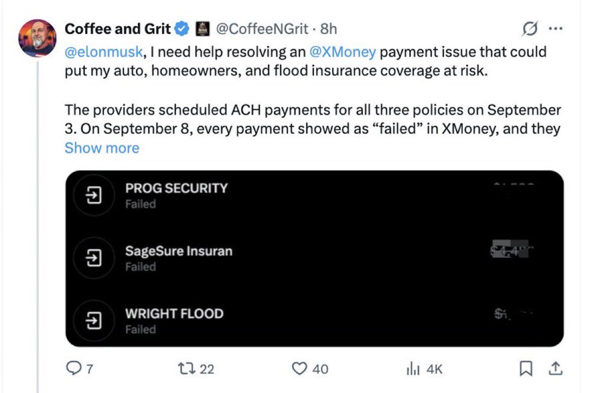 wirelyss's tweet photo. @UsePaid xmoney scheduled payments are failing for several businesses, can they not handle the capacity of transactions or something? https://t.co/OVIkB4b7Vs