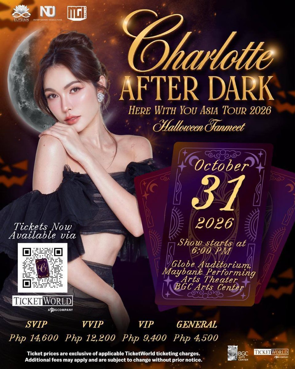 Englotspaceph's tweet photo. ▪️▫️▪️Ticket Update: 9/29/26▪️▫️▪️

🚨 MANILA, THE NIGHT IS CALLING! 🎃🔥

Manila, let's make Charlotte After Dark a night to remember! With SVIP SOLD OUT, the excitement is building, and we're ready to make even more memories with Charlotte Austin! 🔥

Let's turn our love into action! Share the event, invite your friends, and grab your tickets. Every bit of support counts! 🇵🇭💖

🎃🖤 Available Seat :

🎟️ SVIP — SOLD OUT
🎟️ VVIP — 72
🎟️ VIP — 90
🎟️ Gen Ad — 16

✨ TOTAL: 178 seats remaining!

🎫 https://t.co/SbtHRVh0hX…

The countdown is getting shorter, but there's still time to make this night even more special! 🎃 Let's continue sharing, inviting friends, and encouraging everyone to join us for Charlotte After Dark.

Together, we can make it unforgettable!

Please note: This is an unofficial count based on the available seating map as of today.

#CharlotteAustin #ชาล็อตออสติน #CharlotteAfterDark #CharlotteInManila
@itscharlotty @thentjprod