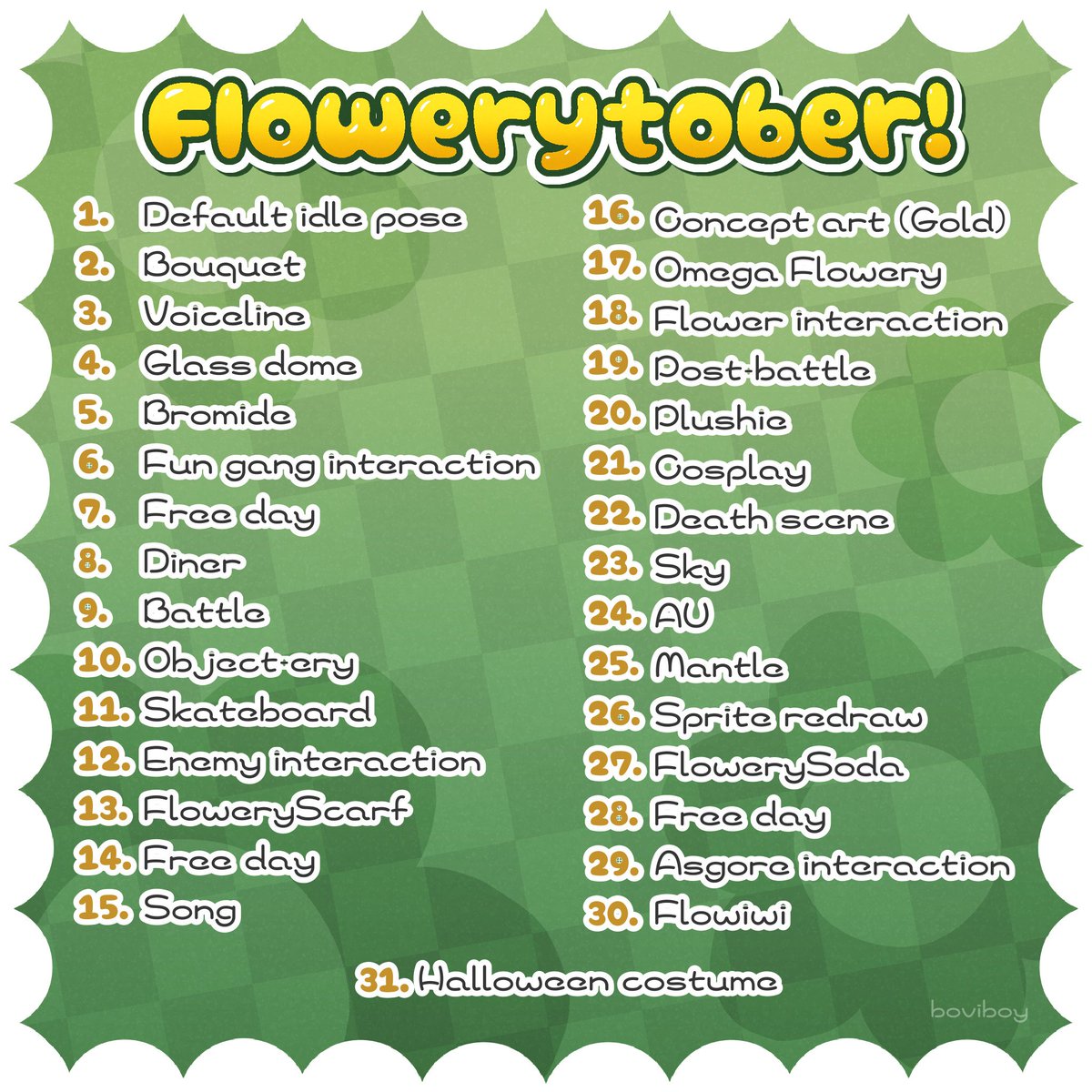 yuns_set's tweet photo. Putting Flowerytober prompts on here with permission, created by boviboy on Tumblr! flowery. https://t.co/XETydZN9Sq