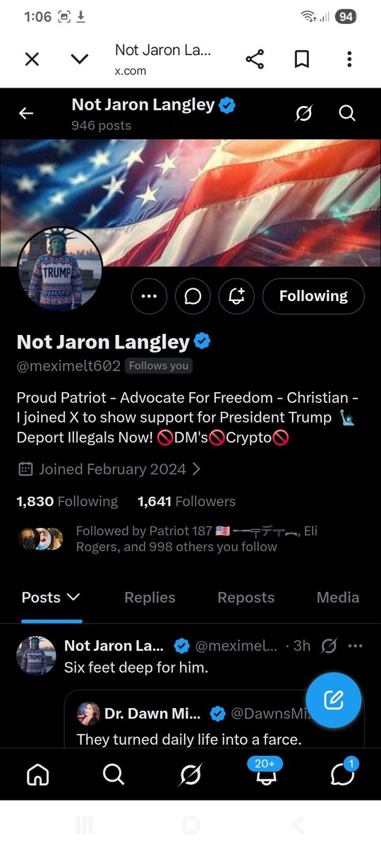 Hawkesbay69's tweet photo. ✨️Patriot Connections ✨️
👇👇
@meximelt602 
@ryan_blahblah https://t.co/Fvf8B4yQ0k