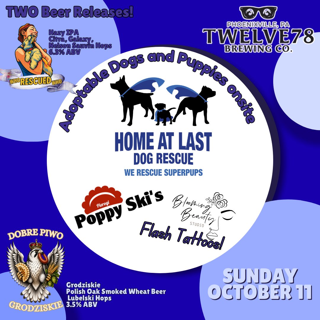 Twelve78BrewCo's tweet photo. ๐พ TWO BEER RELEASES & PUPPIES! ๐บ
Good Friends. Great Beer. Unforgettable Nights.
#Twelve78Brewing #HomeAtLastDogRescue #WhoRescuedWho #BeerRelease #AdoptDontShop #PhoenixvillePA #PintsForPups #DrinkLocal #SupportLocalRescue #UnforgettableNights https://t.co/UcIfIvzrJt