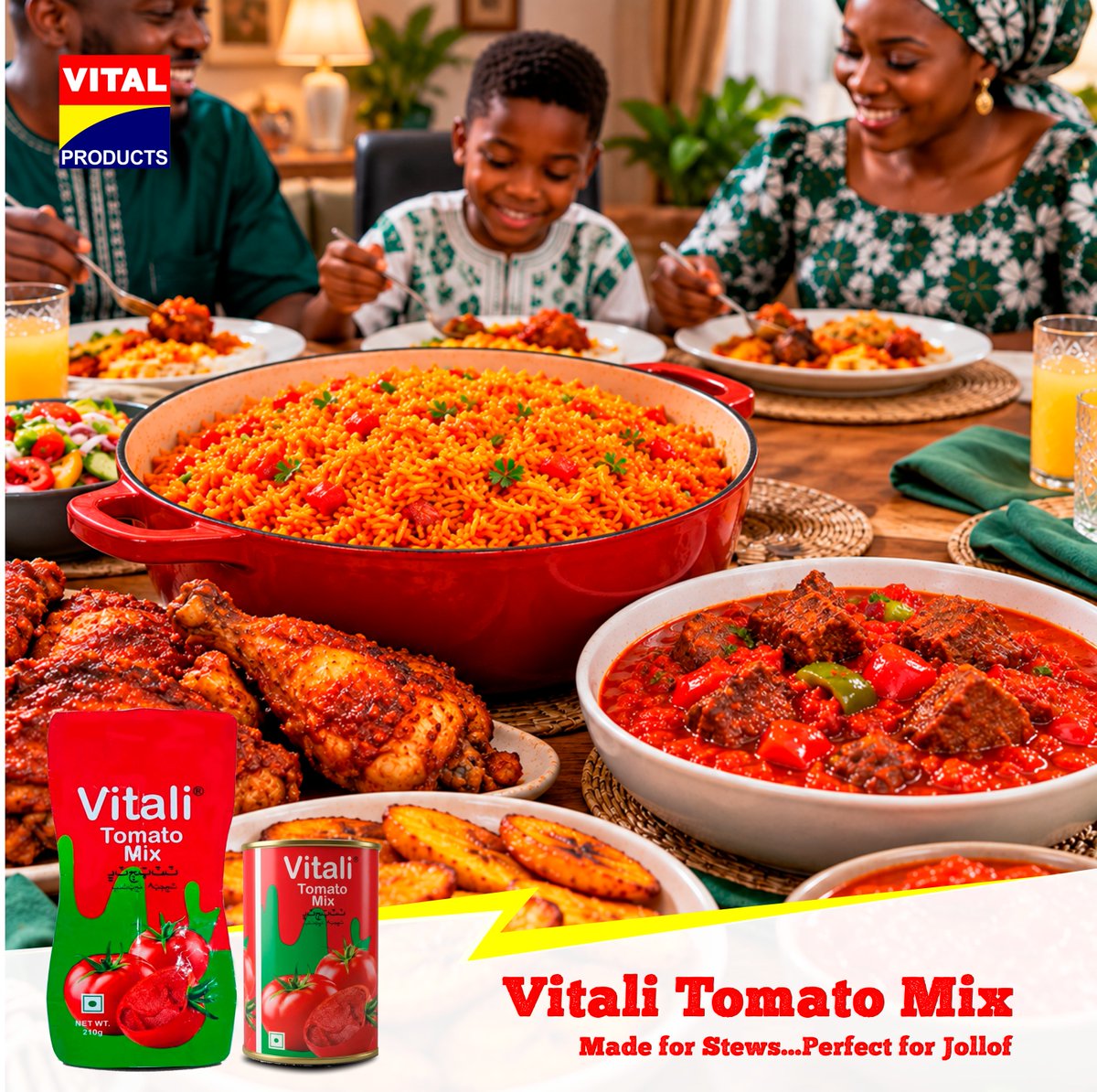 VProductsplc's tweet photo. From Jollof to stew and your favourite homemade sauces, Vitali Tomato Mix brings rich tomato goodness to the pot. This Independence season, give every Nigerian meal something worth gathering around.

#VitalProducts #VItaliTomatoMix https://t.co/lR7sNl0FlM