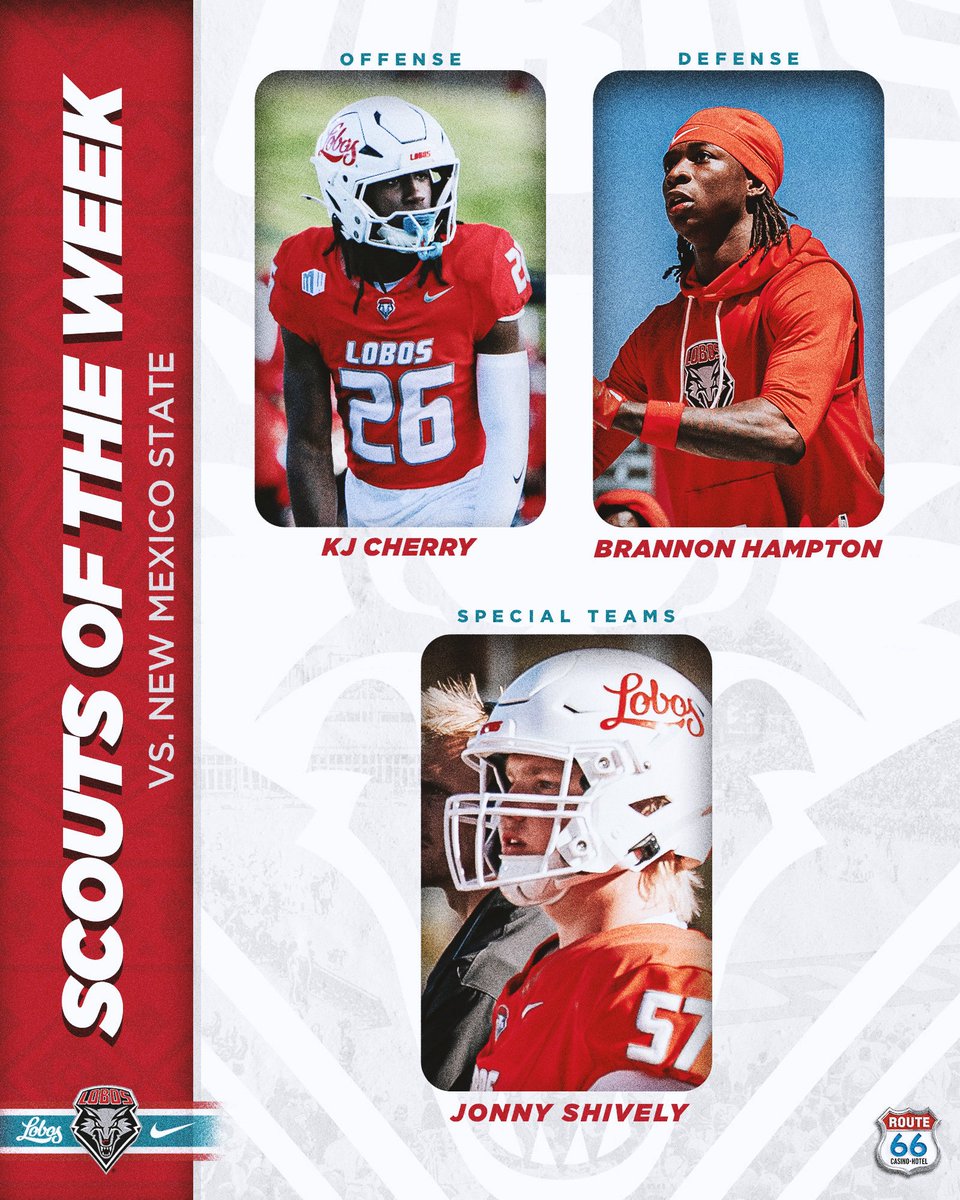 UNMLoboFB's tweet photo. Players of the Game + Scouts of the Week for Rivalry Week 🐺📈

#GoLobos | #RealOnes26 https://t.co/bPYwq2UzOl