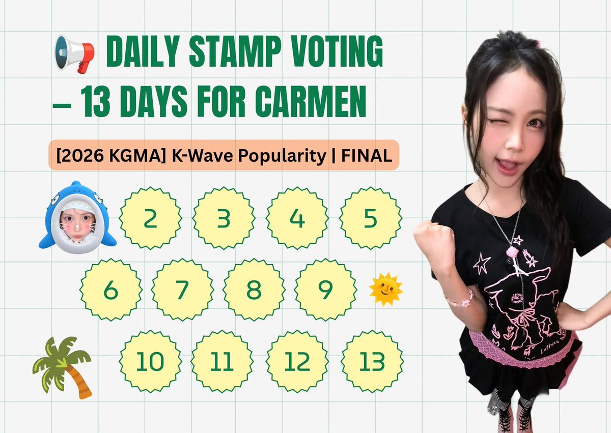 lemenmeng's tweet photo. DAY-1 DAILY STAMP VOTING FOR #CARMEN 🌴 https://t.co/I4nQZ3KCJi