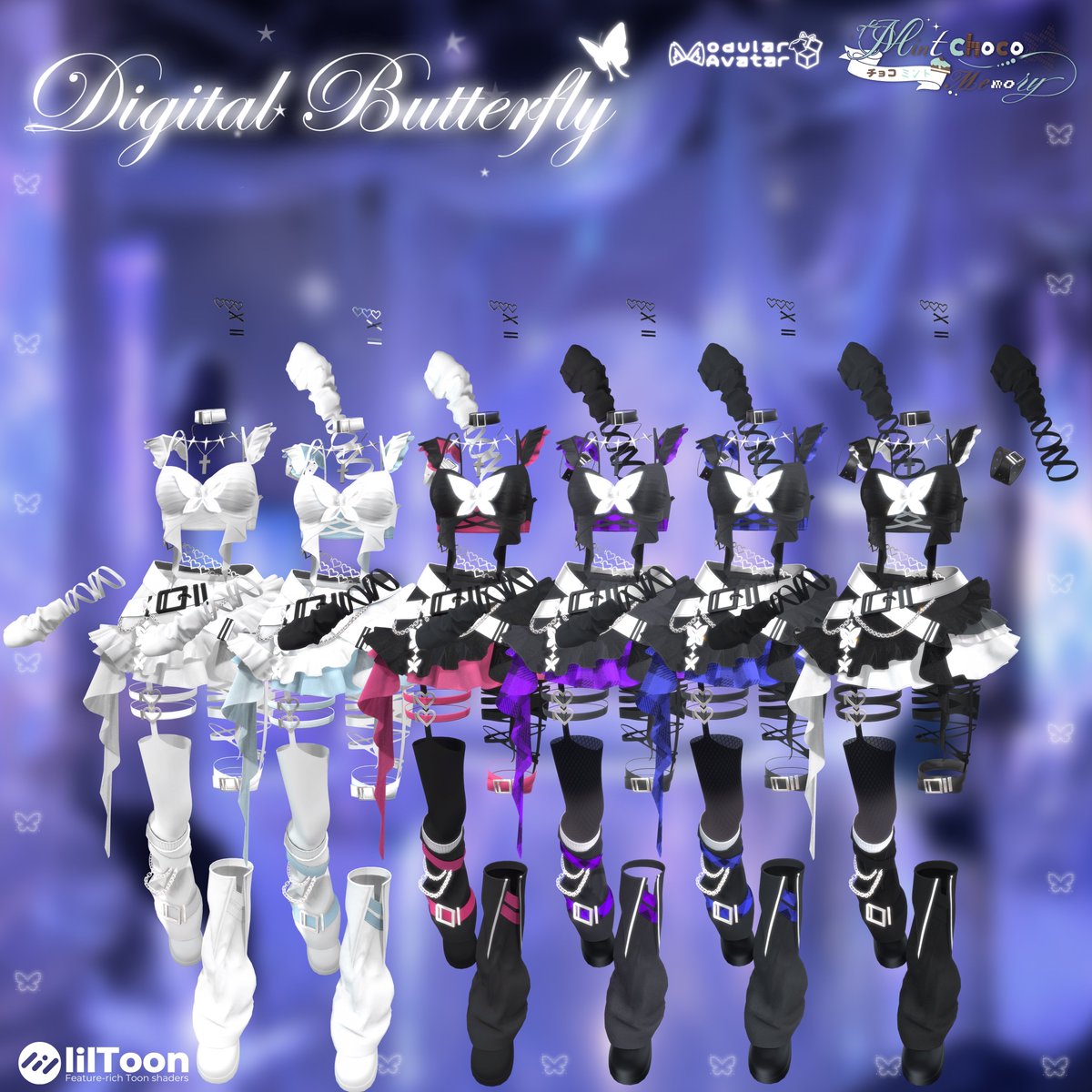 MintChocoMemory's tweet photo. 🦋 Digital Butterfly 🦋
11アバター対応

発売記念SALE 🎀

単品 650円
FULL SET 1,250円

抽選で3名様にFULL SETをプレゼント🎁

【 参加方法 】
・FOLLOW
・RP

⬇️ BOOTHリンク
https://t.co/xl9j0akDxX

#booth #vrchat https://t.co/7GviPGPDBQ