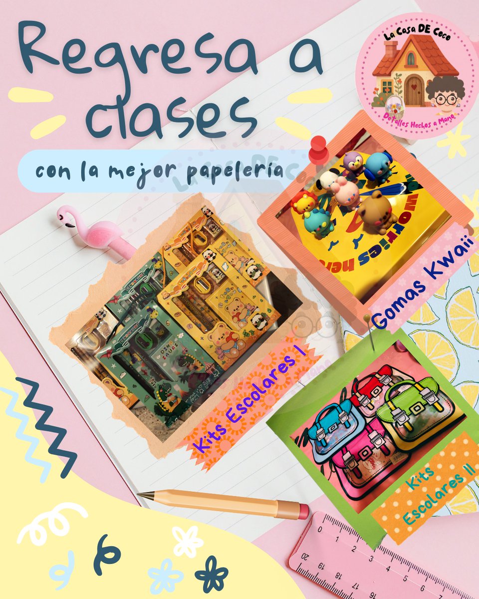 Stuglasgow's tweet photo. Prepara tus colores y ganas de aprender. En Casa de Coco tenemos kits escolares kawaii con libreta, lápiz, goma, sacapuntas y regla. También encontrarás divertidas gomas para destacar en clase. Haz tu pedido y empieza el ciclo escolar con todo. https://t.co/EQ6adYoN8C