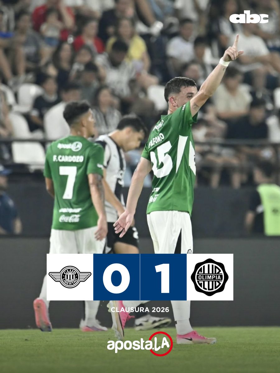 ABCDeportes's tweet photo. GAAANOOO EEL UUUNICO PENTA, EEEL UUUNICO HEEEXA, EL UUUNICO PUNTEEEERO DEL CLAUSURA

✔Olimpia se va de la Huerta como el lider del #ClausuraxABC tras derrotar 1-0 a Libertad y busca el bicampeonato.

#CardinalDeportivo #ElJuegoQueSentimos #730AM https://t.co/WPqb3HH4gN