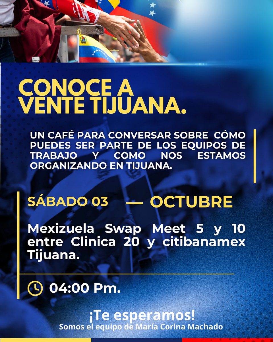 VenteMexico's tweet photo. Un café, una conversación, un mismo propósito ☕🇻🇪 

Te invitamos en Tijuana  a conocer cómo ser parte de nuestros equipos y cómo nos organizamos desde México junto a @MariaCorinaYA .

 ¿Te sumas? #Mexico https://t.co/OqTgduwcem
