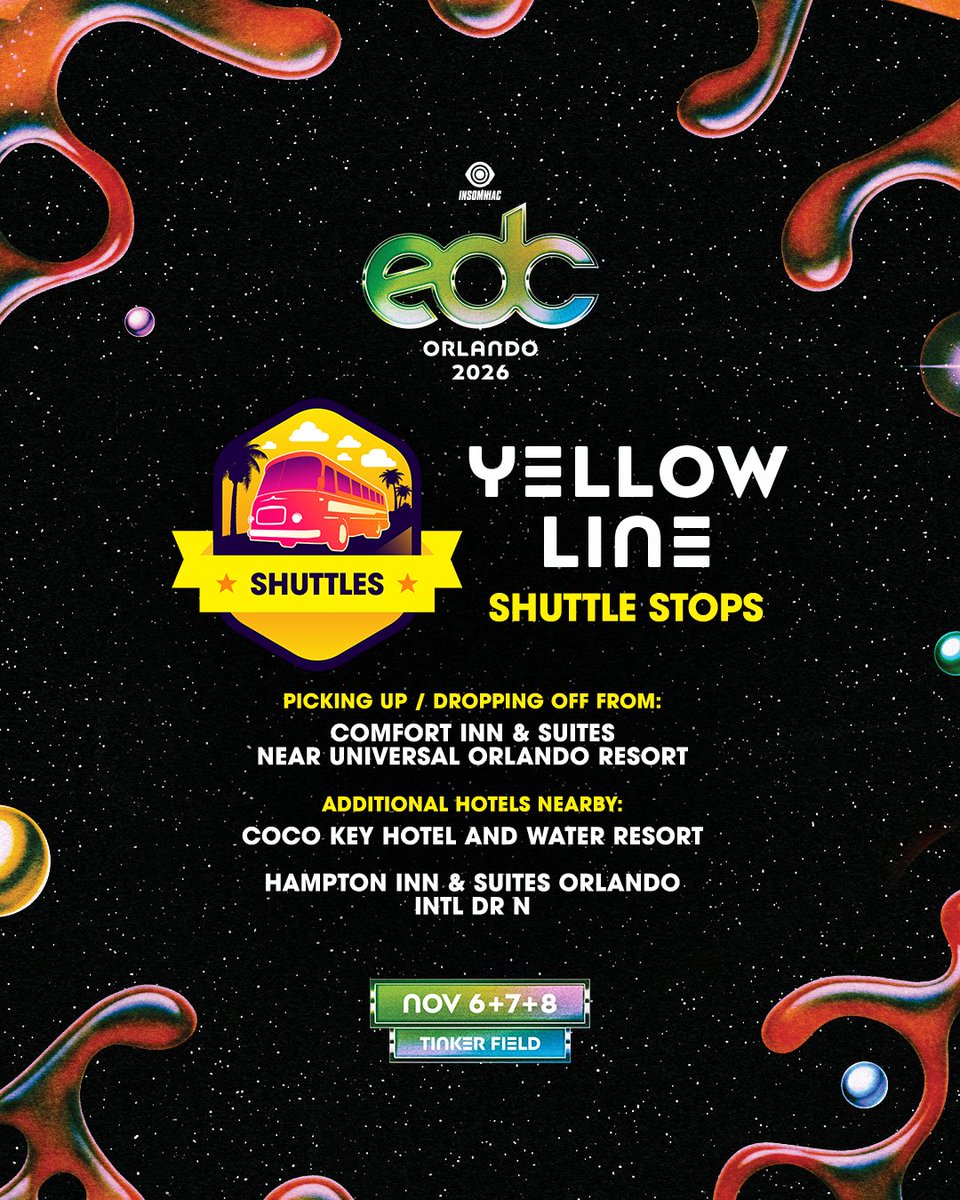 EDC_Orlando's tweet photo. All aboard! 🚎☀️ Shuttles and Premier Parking Passes are available NOW! → link in bio

Swipe through to find your perfect pickup &amp; drop-off spot and arrive to #EDCOrlando stress-free. 🌈🌼✨🌞 https://t.co/BadNAeZdLq