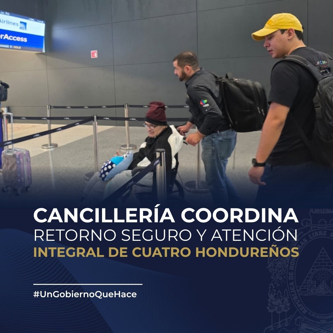 CancilleriaHN's tweet photo. 🇭🇳🤝 Cancillería, en articulación con la Secretaría de Salud (SESAL), el Cuerpo de Bomberos de Honduras, la Cruz Roja Hondureña y la SENAF, coordina el retorno seguro y brinda atención integral a cuatro connacionales. https://t.co/OrFM0kHOWO