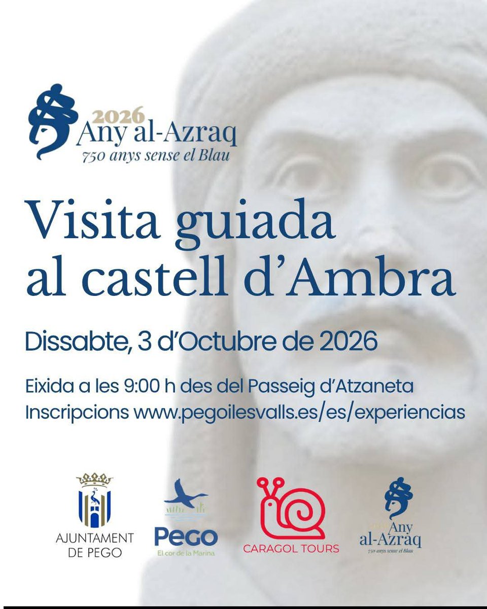 CompanyStas's tweet photo. #3oct26/a
Al-Azraq:
✓ Benirrama
* 3/4 de 9h excursió
* 2/4 d'1hV xerrada
✓ Pego/passeig d'Atzeneta
* 9h visita castell d'Ambra
✓ Benitaia
* 2/4 de 6hV alineació amb la Foradada
✓ Alpatró/CSocial
* 8hV "El pacte del Pouet
✓ Bocairent/teatreAvenida
* 2/4 d'8hV Poemes https://t.co/OkUXuubZaL