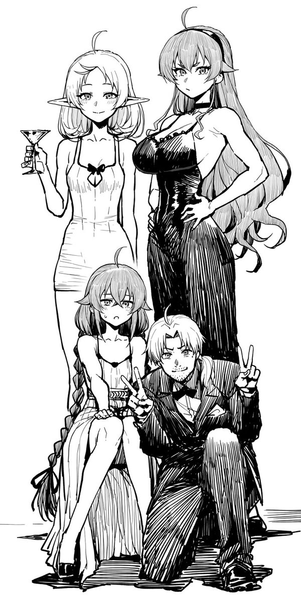 Drowsy_sheep's tweet photo. Winning Rudeus / 勝ち組ルーデウス
with Sylphiette, Eris, and Roxy.
Look at that smug face. https://t.co/Mq1SYWhRxL