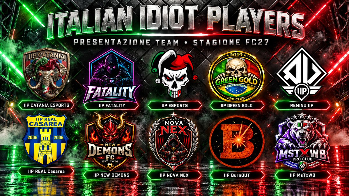 ITIdiot_players's tweet photo. | IIP | Sez. ProClub | Fc27 | 
| Team Official  |

READY!!

@IIP_eSports 
@IIP_MST_X_WB 
@IIPGreenGold 
@TKNCatania 
@IMPACT_VPC 
@Nova_Nex_Esport 
@_TeamBurnout 
@FatalityProClub 
@RemindUsXI 
@new_demons93041 

Giveaway x tutti:
https://t.co/qTpcjFpHa7

#IIPisOnFire

GG&amp;FUN! https://t.co/3BiepGg9VI