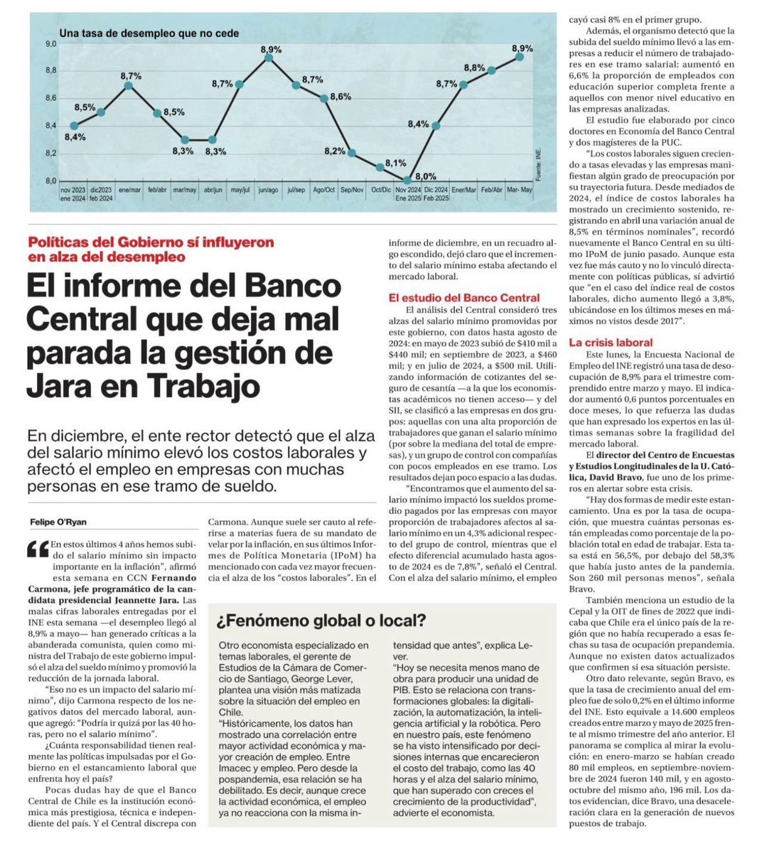 ysabelSalas7's tweet photo. @CarlosAmpuero No sabía q Jara fuese ministra de trabajo de Kast.
Dejar el desempleo 8.9% al término de la gestión,diga ud lo q diga,sin pandemia,
sin terremoto,sin estallido,
sin guerra en Ormuz,no es un buen augurio;desde luego, las medidas de Jara en vez de solución fueron el problema. https://t.co/T30mLT6RlY