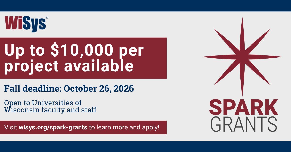 wisystto's tweet photo. @UniversitiesWI faculty and staff, are you searching for funding for your short-term projects? WiSys Spark Grants provide up to $10,000 per project! Visit our website to learn more and apply by October 26:

https://t.co/7BoSnQhF2V https://t.co/LW38d7l6iy