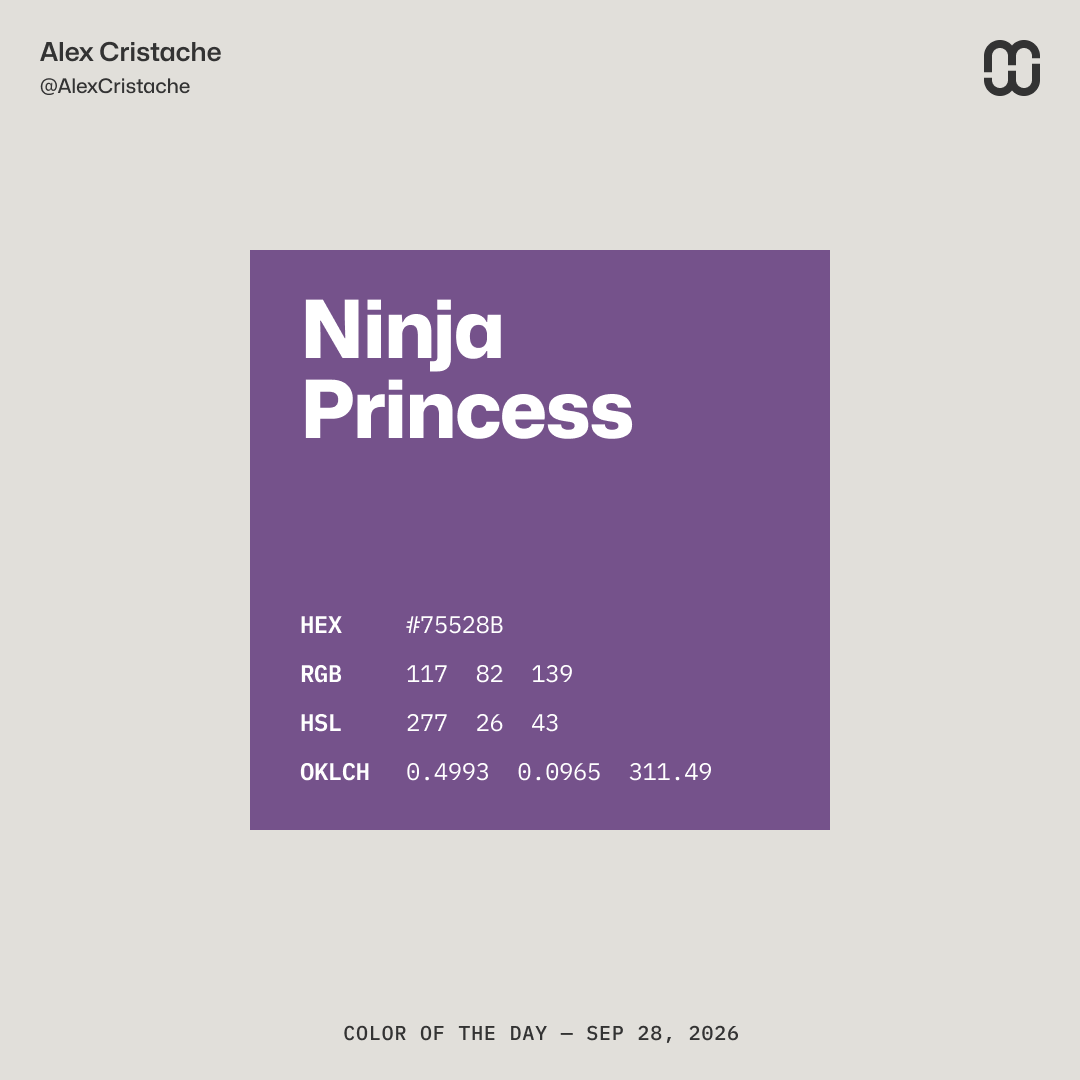 AlexCristache's tweet photo. "Ninja Princess" – 75528B – is today's Color of the Day.
A bit Royal, a bit Rogue.
Deadly if you dare to ignore it.
#ColorOfTheDay #ColorInspiration https://t.co/CDIfVnISCa