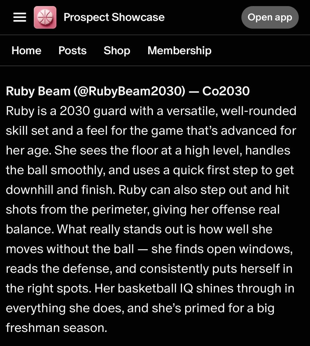 RubyBeam2030's tweet photo. Thank you so much @ProspectShowcse for the write up and recognition! I canβt wait to see what this upcoming season holds, go Spartans!
#classof2030 #recruit #illinois https://t.co/29EMOtx7N6