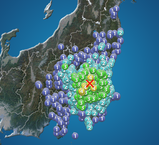 wni_jp's tweet photo. 【地震情報】
9月29日 4:45 震度4
震源：茨城県南部 M4.9 深さ約50km
この地震による津波の心配はありません。
https://t.co/ziykAdj1kx https://t.co/oBJkFAIds1