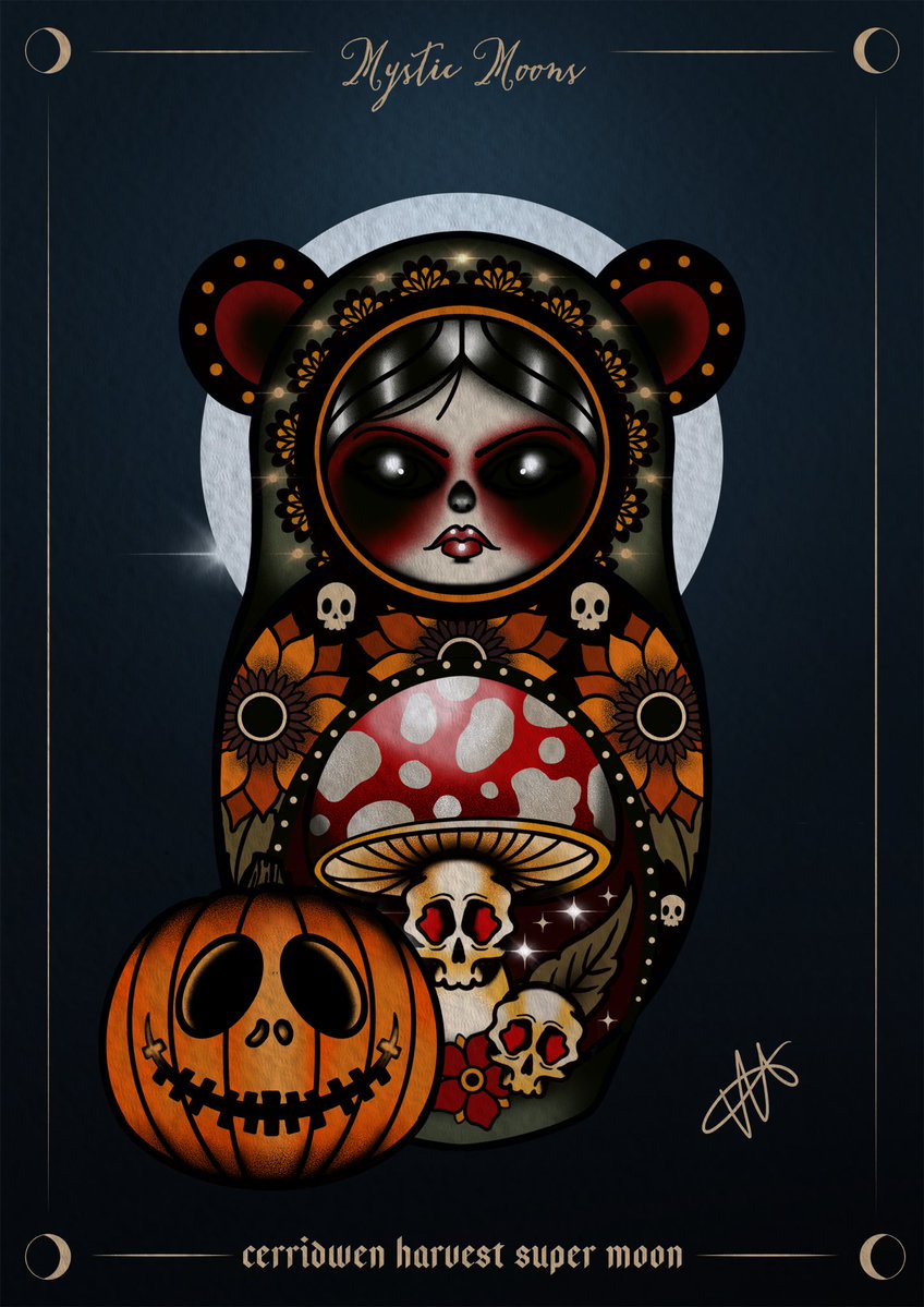 Vickilicious10's tweet photo. Cerridwen Harvest Moon 🌙 🍄

Last Saturday the Harvest Moon rose, so we’re looking back to Cerridwen, our 2024 Harvest Moon Mystic.

Reaper of old cycles and weaver of fate, Cerridwen reminds us that every ending clears the earth for something new to grow.

✨ Every Full Moon, a NEW Mystic Moon is drawn into life.

Mint a Lunar Witch before the next Full Moon to receive the latest Mystic Moon as a bonus airdrop.

Reveal this week… 

#NFTArt #NFTCollectibles