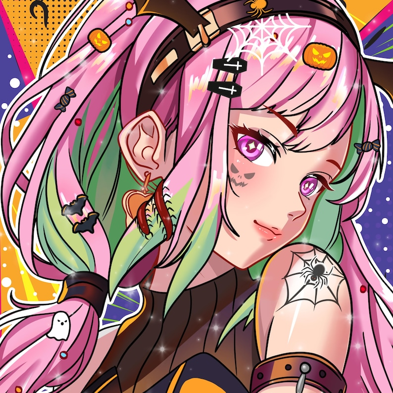 denaly_22's tweet photo. ✨ Spooky, cute, and colorful! Commission slots are open DM me to bring your character to life! 💕

#OpenForCommissions 
#AnimeArt 
#DigitalArtist https://t.co/iTwK6C8Cth