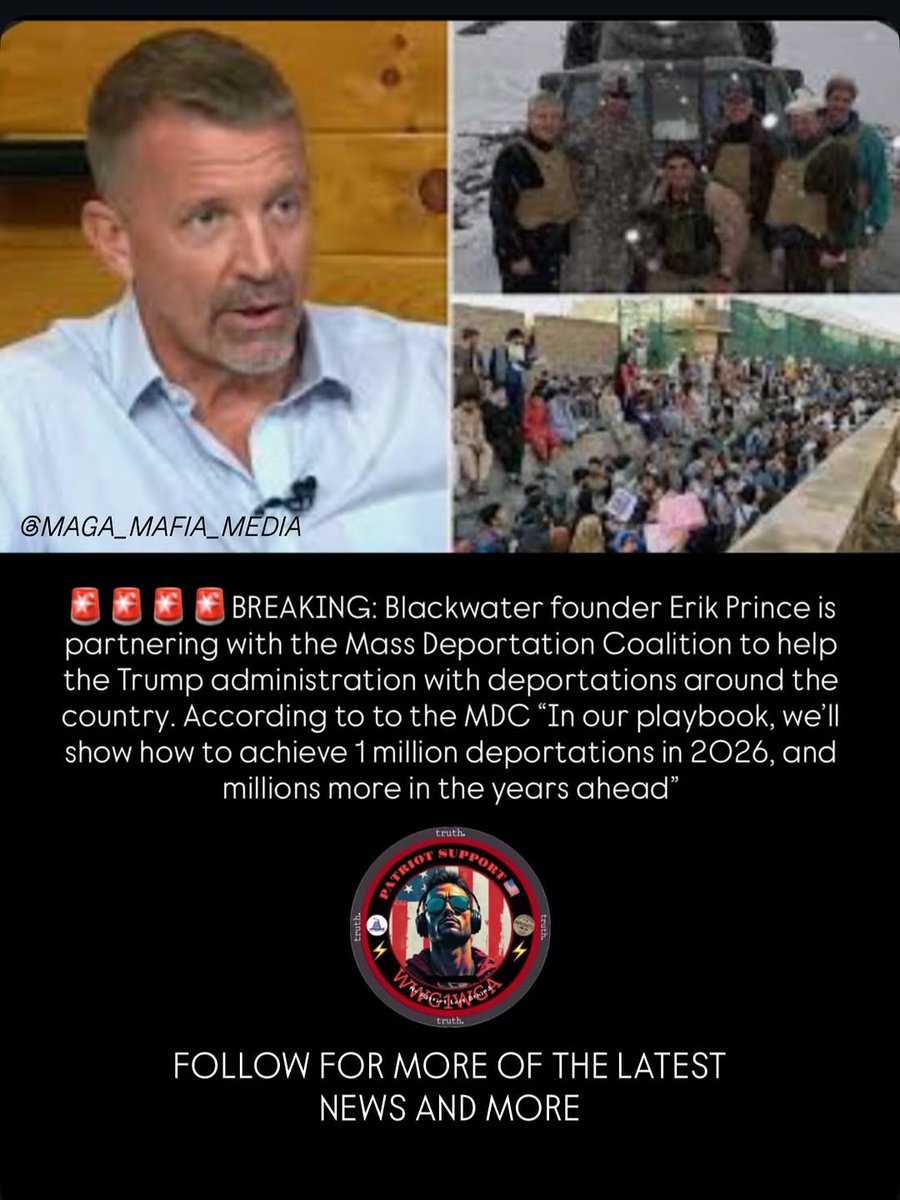 JuamYapu's tweet photo. Important development: Erik Prince is working with the Mass Deportation Coalition on a new plan to support President Trump in deporting more illegal aliens. Just for informational purposes. https://t.co/9znu6CTALR