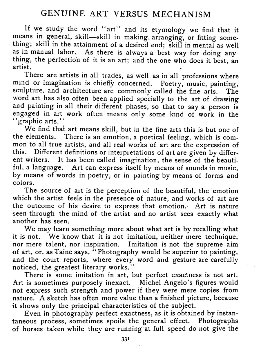 stoooork's tweet photo. 100 year old defense of painting vs. new technology (the photograph) ironically reads as a justification of AI in art. https://t.co/rVbffWyMsr