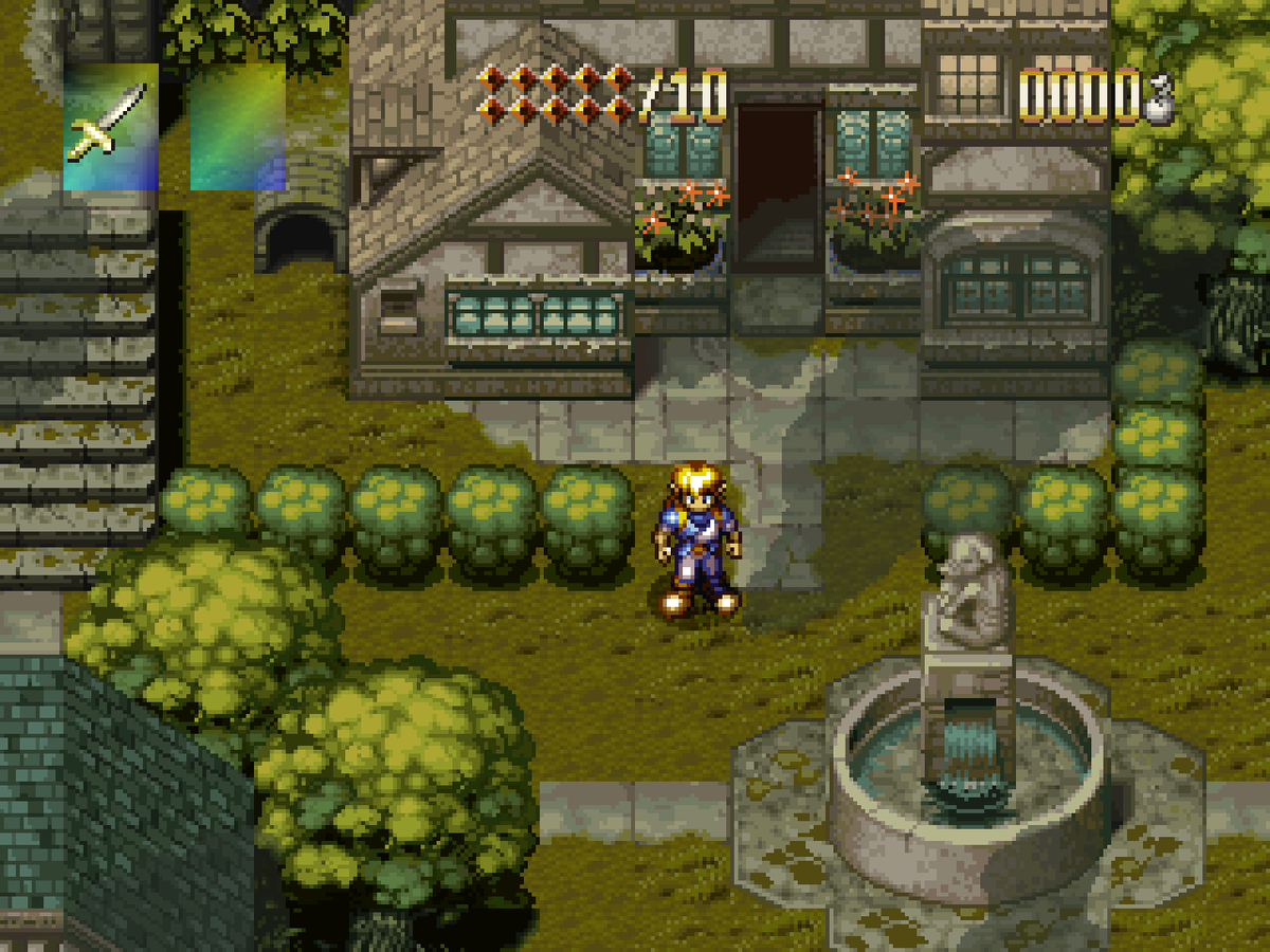 Trick_Siebzehn's tweet photo. Revisiting the PS1 game "Alundra" (1997) after many years, wanting to finish it now. It's an obvious Zelda inspiration with peak 2D pixelart. I like it so far, even if some of the puzzles are frustrating and too time consuming in my opinion. https://t.co/BA0VA2sqET