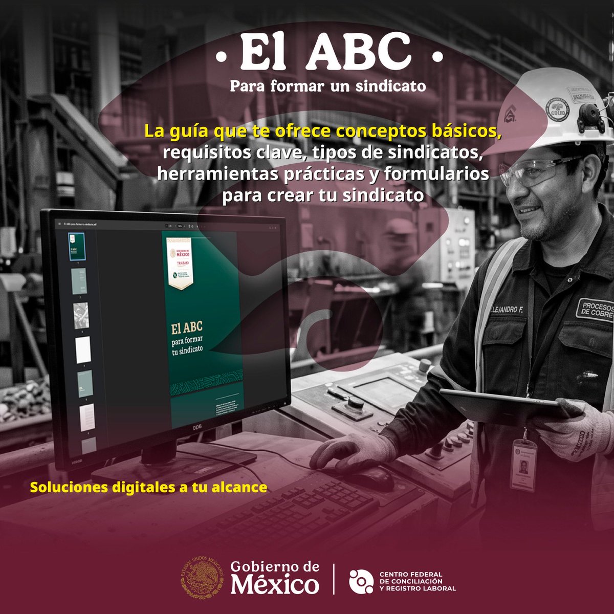Centrofcrl's tweet photo. ¿Tienes dudas sobre cómo formar un sindicato? 
Con el ABC de esta guía podrás aclararlas y tener una orientación inmediata.

📋👨🏻‍🏭👩🏽‍🏭👩🏻‍✈️👷🏽‍♀️ El ABC para formar tu sindicato | Centro Federal de Conciliación y Registro Laboral | Gobierno | https://t.co/o6hLor8JUm https://t.co/WGJiJZvgZ4