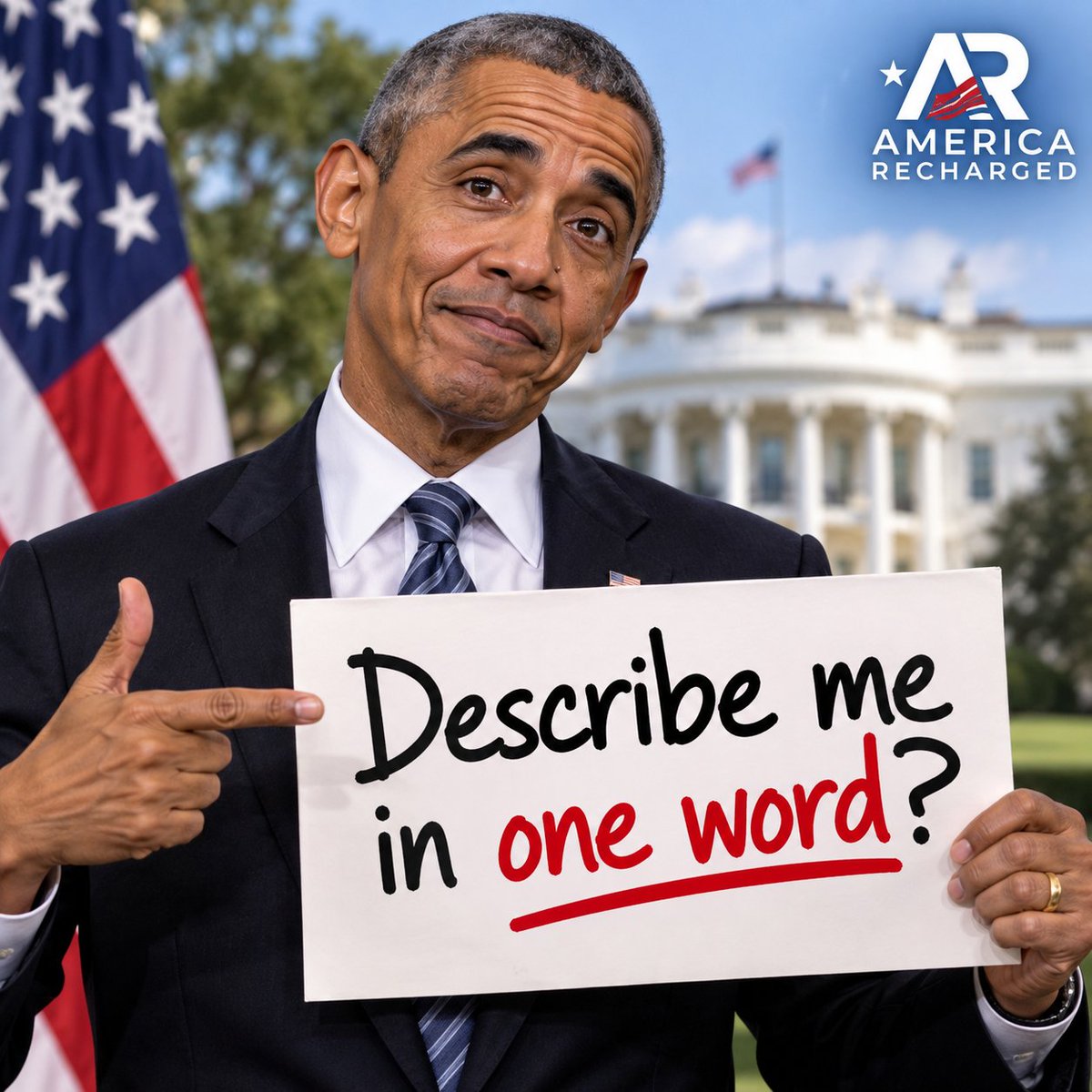 AmericaRecharge's tweet photo. Describe the former president Barack Obama in one word 

👇👇 https://t.co/9ZwUbJwQ31