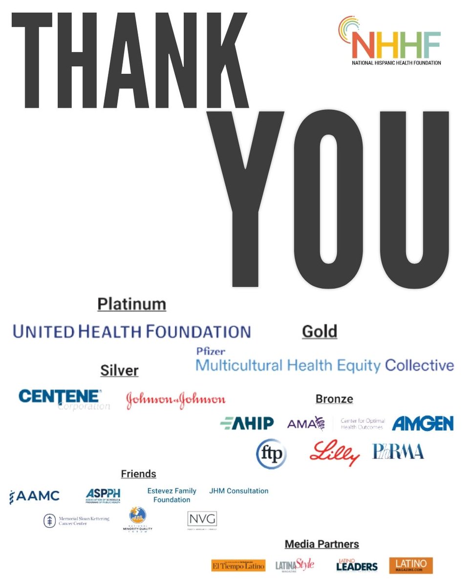 The_NHHF's tweet photo. The National Hispanic Health Foundation gives a big thank you to all of our sponsors for making the Leadership Reception a reality. Your generous support means NHHF turns these organizations' and companies' commitment into action.
#NHHF #Sponsors #LeadershipReception #Health https://t.co/m37XCqvWn6