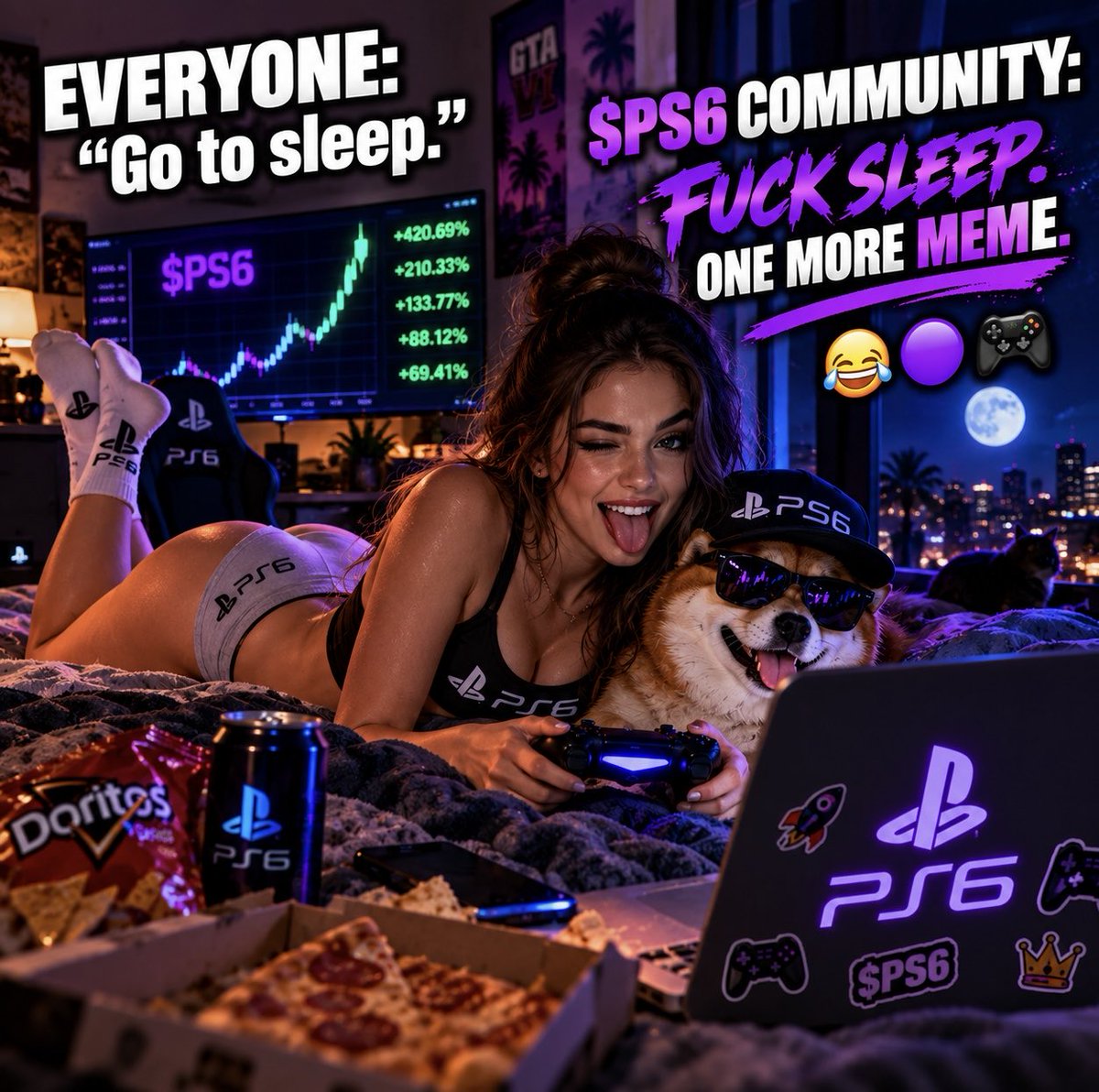 PS6MemeSOL's tweet photo. FUCK SLEEP. 🎮🟣
One more meme. One more check. One more night with $PS6. 😂

Good night, gamers. 🌙 https://t.co/lgEY9Zxqoh
