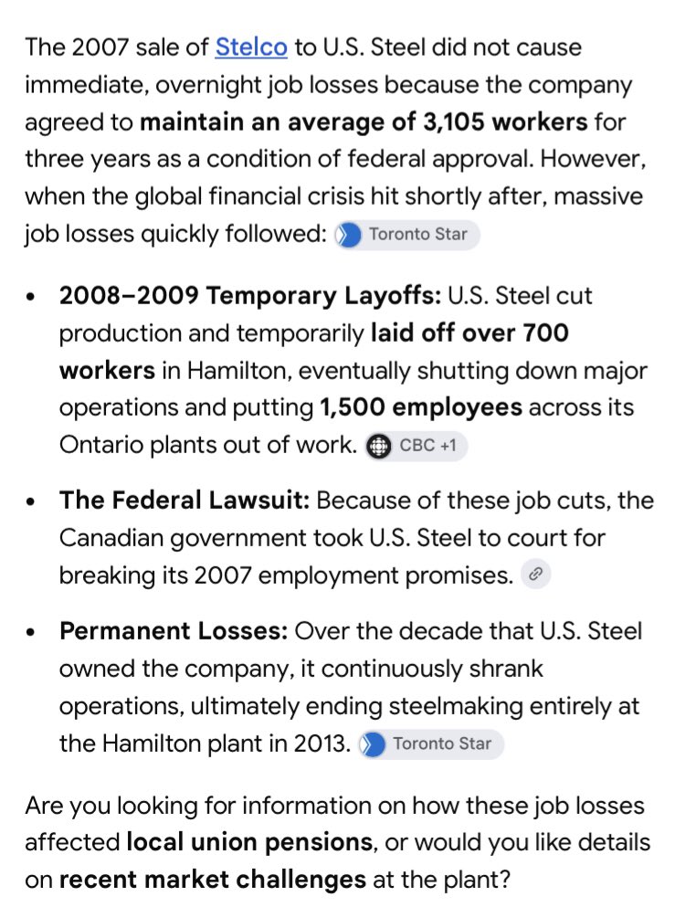 ThisIsCoffey's tweet photo. Remember that time Stephen Harper sold Stelco to US Steel in 2007?

Remember when US Steel promised to maintain an average of 3105 workers?

I’m from Hamilton, so I remember.

Stelco hasn’t produced steel in Hamilton since 2013. https://t.co/TJicGLU2S5