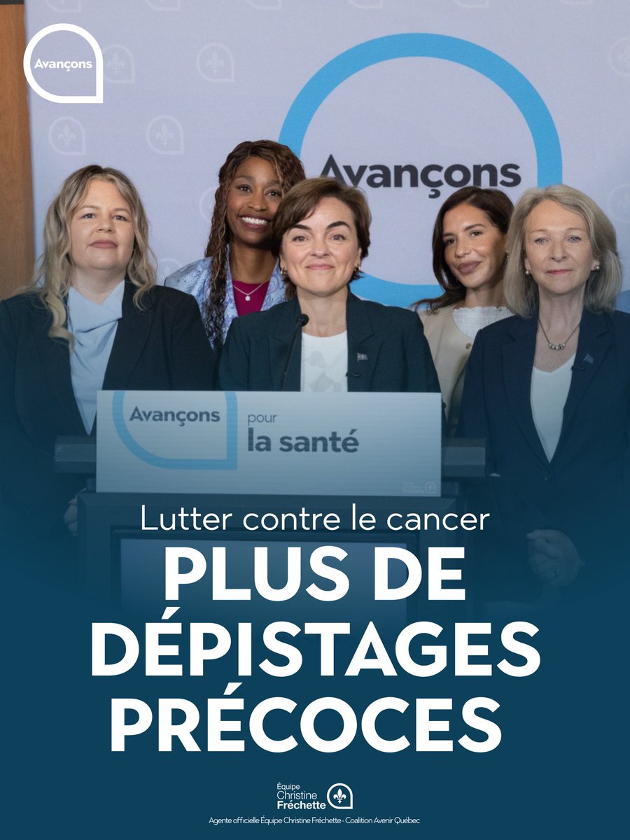 CFrechette's tweet photo. Un diagnostic de cancer, c’est un moment qui bouleverse une vie et celle de toute une famille. Mais dépister plus tôt peut changer le cours des choses.
✅ On s’engage à élargir le dépistage du cancer du sein aux femmes de 45 à 49 ans, à compléter le programme de dépistage du cancer colorectal et à poursuivre le dépistage du cancer du poumon et du cancer du col de l’utérus.
Renforcer nos programmes de dépistage, c’est sauver des vies.
Plus de détails 👉 https://t.co/X9GI1lZPlq