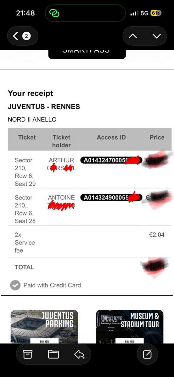TheProTicket's tweet photo. Tickets available…

I'm looking for a buyer for two places on the Juventus Vs  Rennes match. door F

Message if you’re interested https://t.co/V7CHuEiRMq
