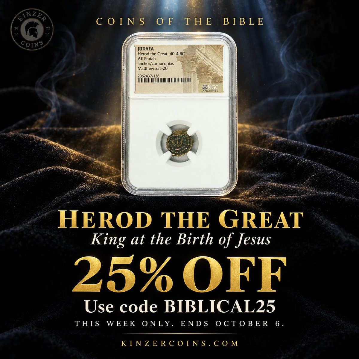 KinzerCoins's tweet photo. Two coins from the world of the Bible. Herod the Great, king at Jesus's birth, and the bronze traditionally called the Widow's Mite. 25% off both, code BIBLICAL25.

https://t.co/AjDJfsHp1y
https://t.co/7pkT8gUF4A https://t.co/bikze9UAwy