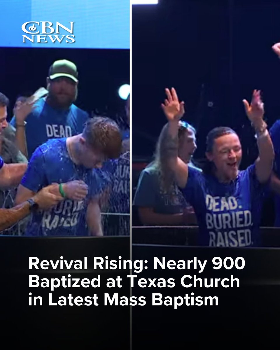 CBNNews's tweet photo. Another U.S. church is reporting a massive baptism as people are turning to Christ by the thousands across the country. At Lakepointe Church in Texas, 882 people chose to get baptized on September 27 as a declaration of their new life in Jesus Christ.

From churches to college campuses, signs of a spiritual awakening are everywhere! FULL STORY: https://t.co/WNIpMLyvoC

#SpiritualAwakening #Revival
